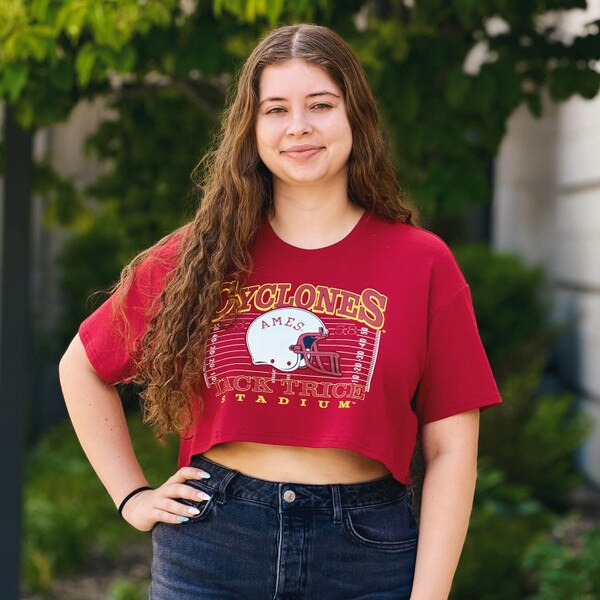 ZooZatz Women's Ames Cardinal 26 Boxy Cropped Short Sleeve T-Shirt